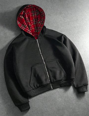 Jacheta reversibila SHEIN, negru/rosu