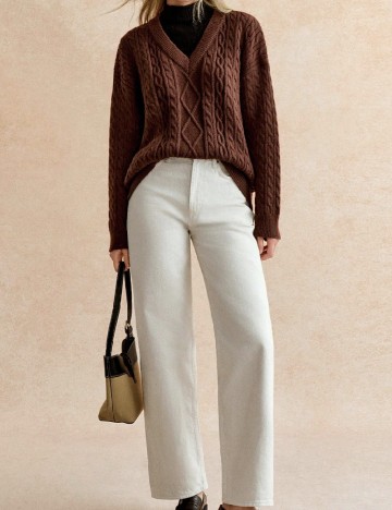 Pulover SHEIN, maro/negru