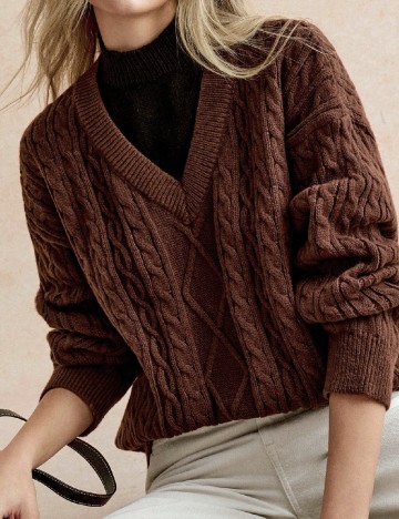 Pulover SHEIN, maro/negru