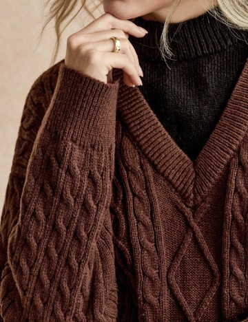 Pulover SHEIN, maro/negru