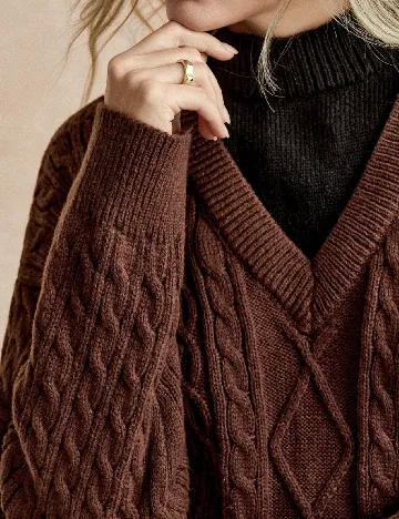 Pulover SHEIN, maro/negru