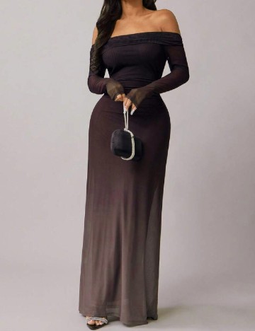 Rochie lunga SHEIN CURVE, negru/maro