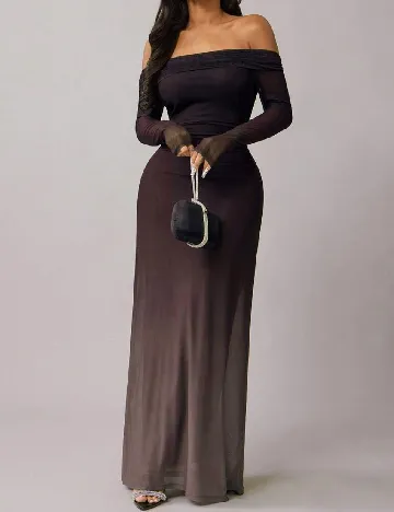 Rochie lunga SHEIN CURVE, negru/maro