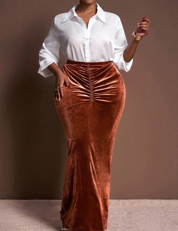 Fusta SHEIN CURVE, maro