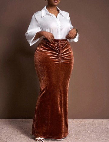 Fusta SHEIN CURVE, maro