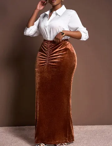 Fusta SHEIN CURVE, maro