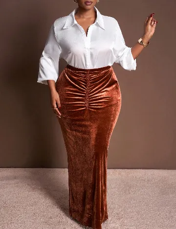 Fusta SHEIN CURVE, maro