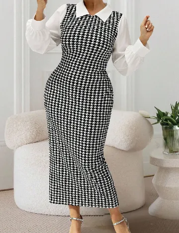 Rochie lunga SHEIN CURVE, alb/negru