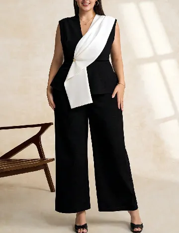 Compleu SHEIN CURVE, negru/alb