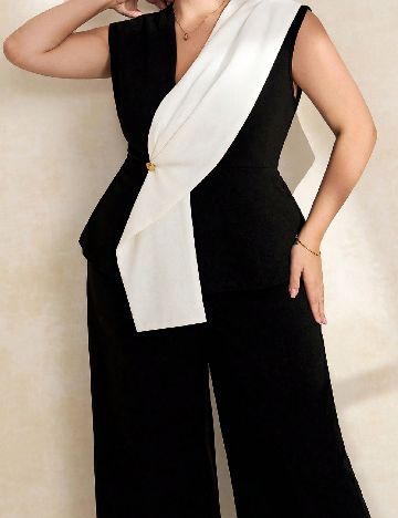 Compleu SHEIN CURVE, negru/alb