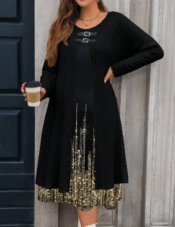 Set Rochie si Cardigan SHEIN CURVE, negru