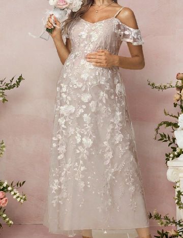 Rochie medie SHEIN Maternity, crem