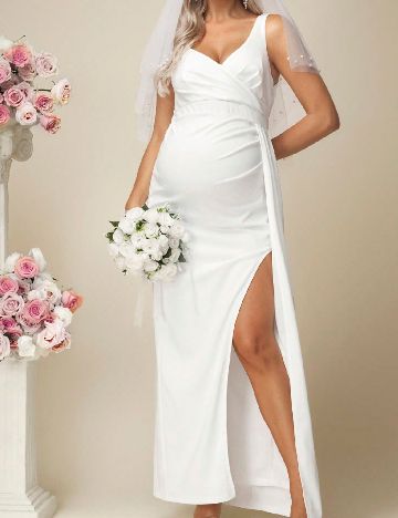 Rochie lunga SHEIN Maternity, alb