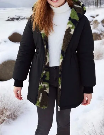 Geaca reversibila Shein Kids, negru