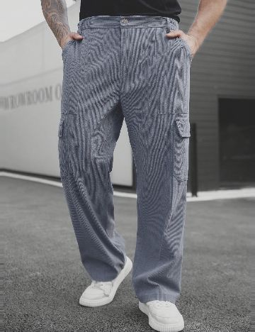 Pantaloni SHEIN Plus Size Men, gri