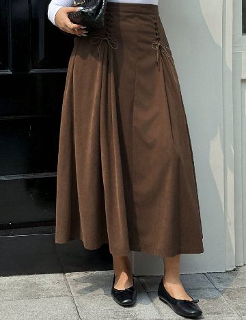 Fusta Dazy Plus Size, maro