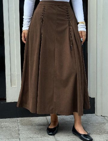 Fusta Dazy Plus Size, maro