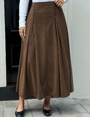 Fusta Dazy Plus Size, maro