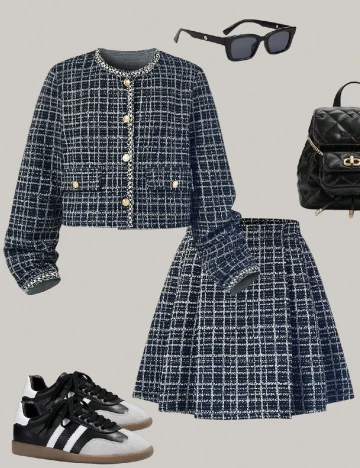 Compleu Shein Kids, negru/alb