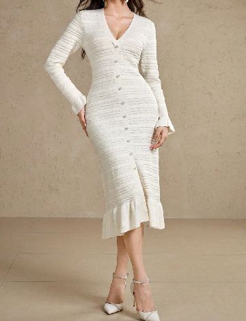 Rochie medie Dazy, ecru