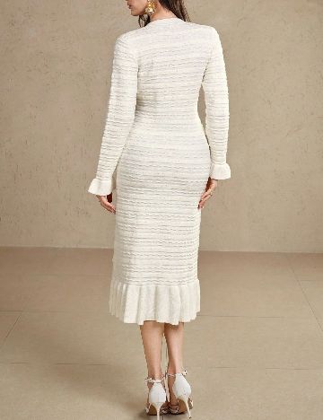 Rochie medie Dazy, ecru