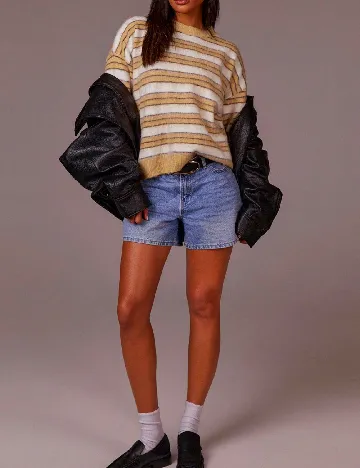 Pulover SHEIN, galben/alb