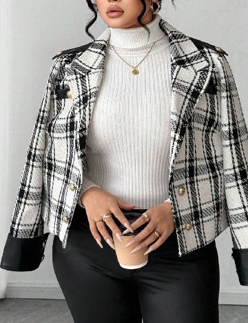 Jacheta SHEIN CURVE, alb