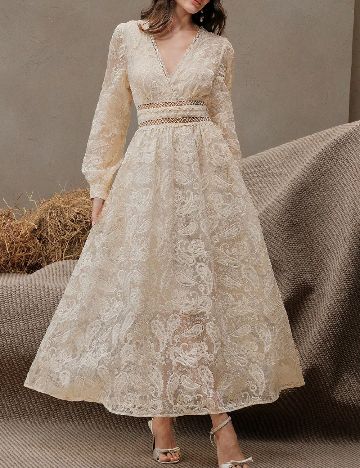 Rochie lunga Anewsta, crem