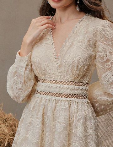 Rochie lunga Anewsta, crem