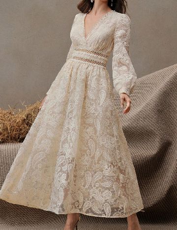 Rochie lunga Anewsta, crem