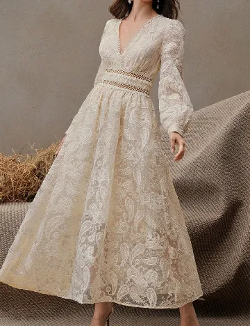 Rochie lunga Anewsta, crem