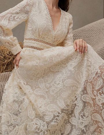 Rochie lunga Anewsta, crem