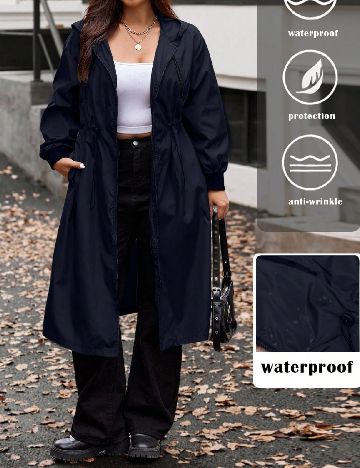 Geaca de ploaie SHEIN CURVE, bleumarin