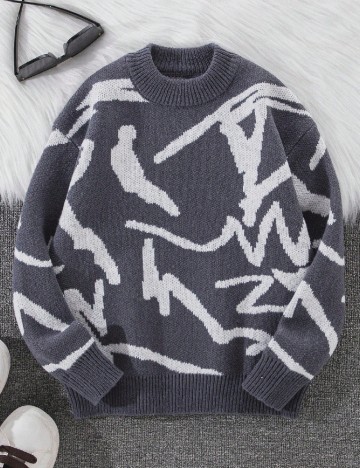 Pulover Shein Kids, gri petrol