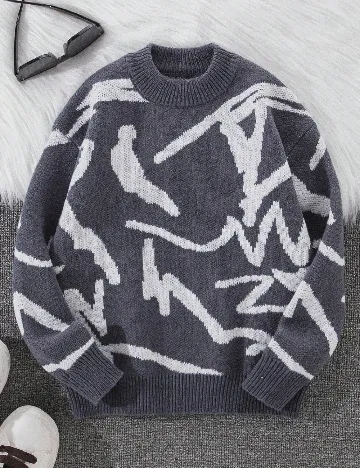 Pulover Shein Kids, gri petrol