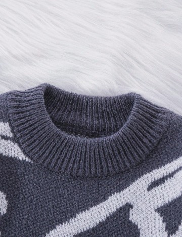 Pulover Shein Kids, gri petrol