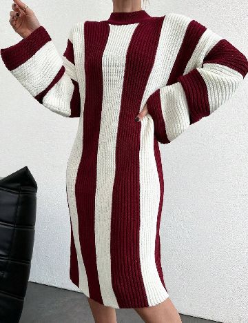 Rochie medie SHEIN, alb/rosu