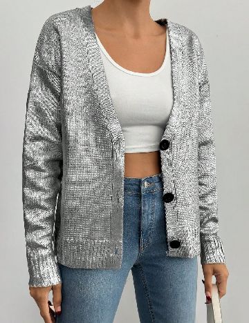 Cardigan SHEIN, argintiu