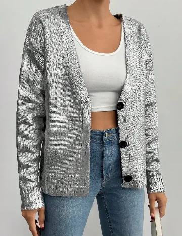 Cardigan SHEIN, argintiu