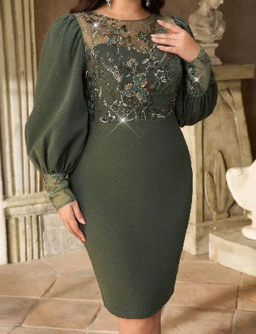 Rochie scurta SHEIN CURVE, verde