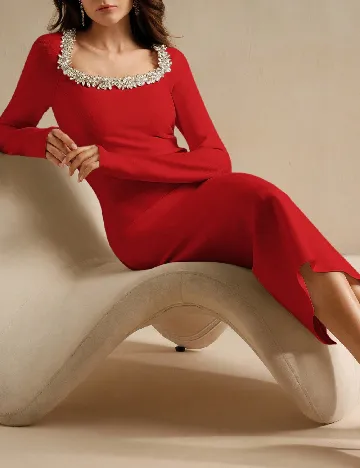 Rochie medie Anewsta, rosu