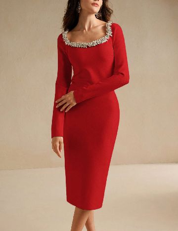 Rochie medie Anewsta, rosu