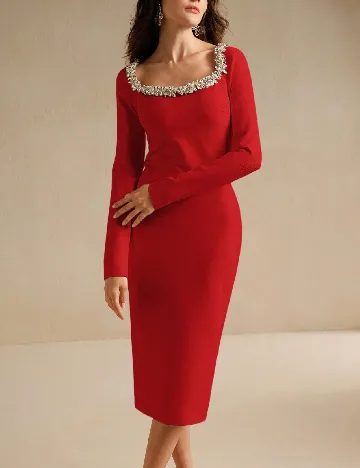 Rochie medie Anewsta, rosu