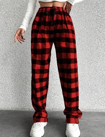 Pantaloni SHEIN, rosu/negru