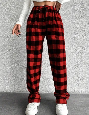 Pantaloni SHEIN, rosu/negru