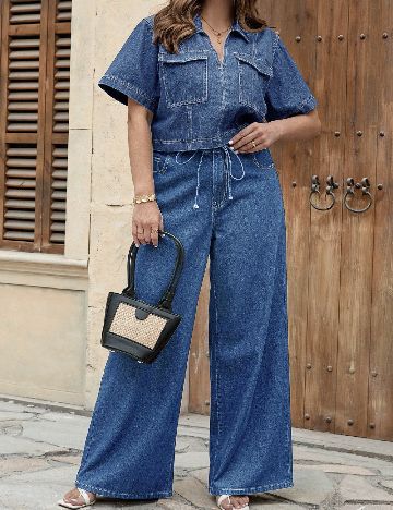 Pantaloni SHEIN CURVE, bleumarin