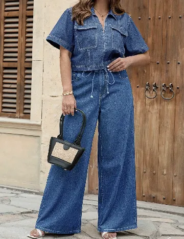 Pantaloni SHEIN CURVE, bleumarin