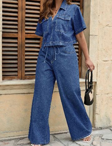 Pantaloni SHEIN CURVE, bleumarin