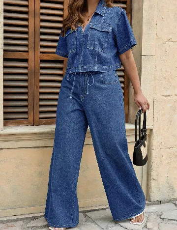 Pantaloni SHEIN CURVE, bleumarin