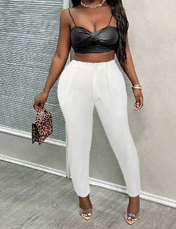 Pantaloni SHEIN CURVE, alb